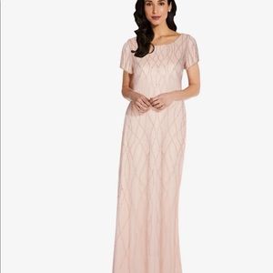 Adrianna Papell Blush Pink Beaded Gown